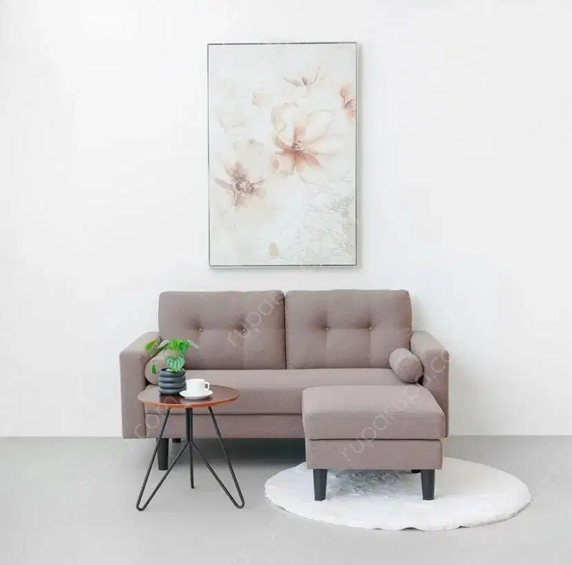 Informa Pluto Set Sofa Fabric 2 Seater dengan Bangku - Cokelat