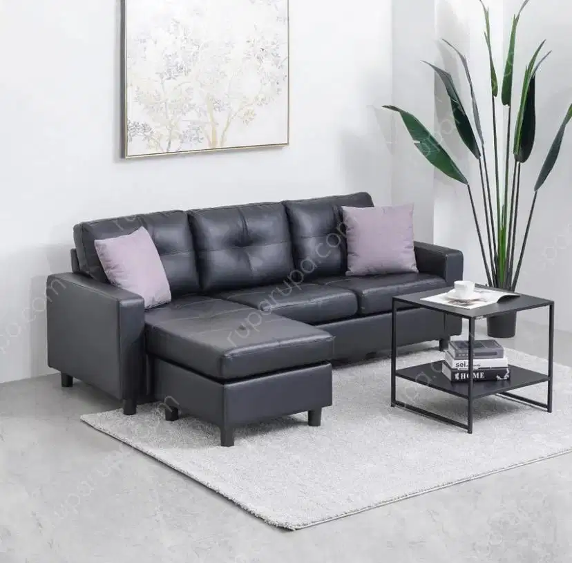 Informa Berwick Sofa L Sectional Kulit - Hitam