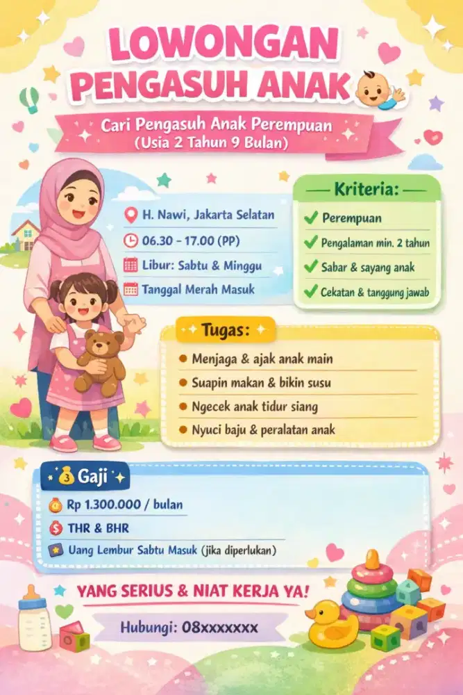 PENGASUH ANAK BALITA PEREMPUAN PULANG PERGI