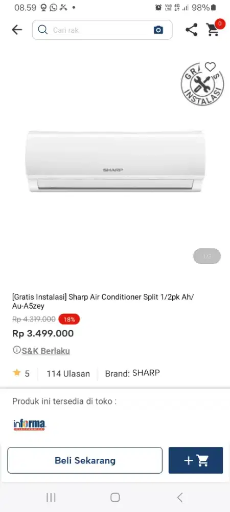 PROMO KREDIT SHARP AC SPLIT 1/2PK