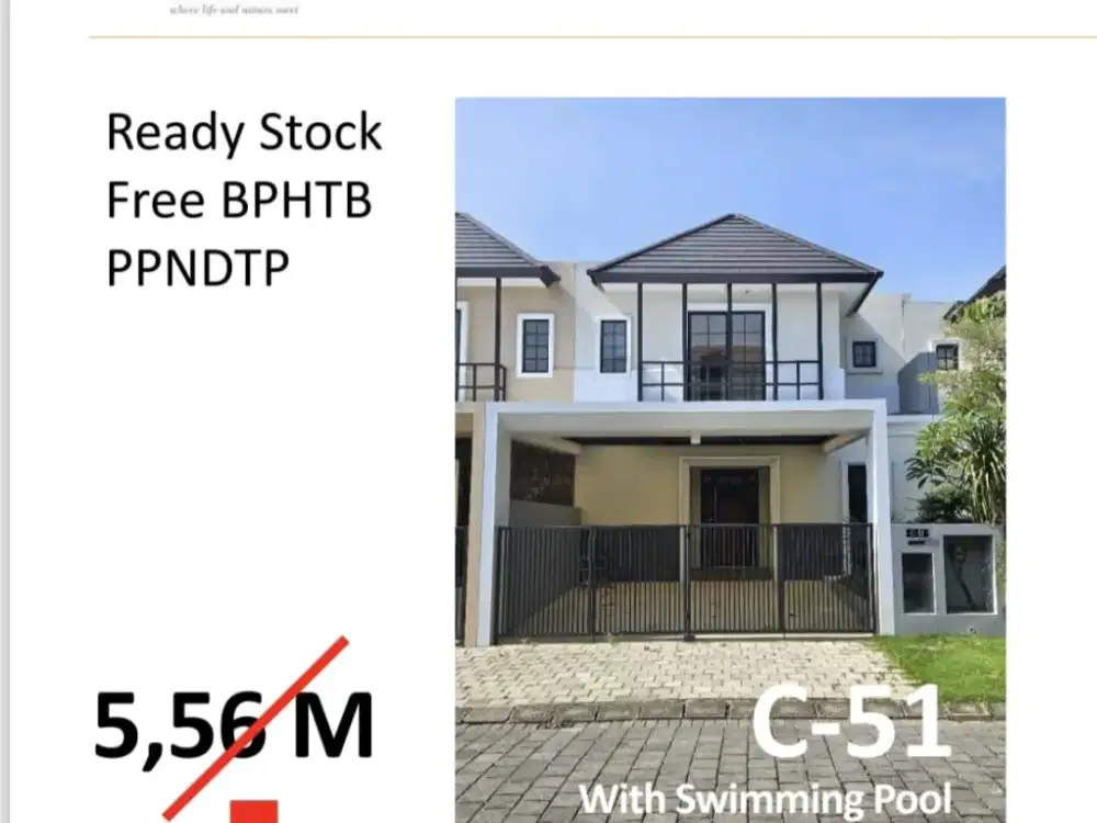 JUAL RUMAH MAGNOLIA with SWIMMING POOL GRAHA NATURA SURABAYA TER MURAH