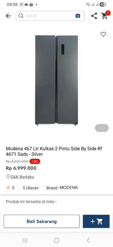 Modena 467 ltr kulkas 2 pintu 4671sads