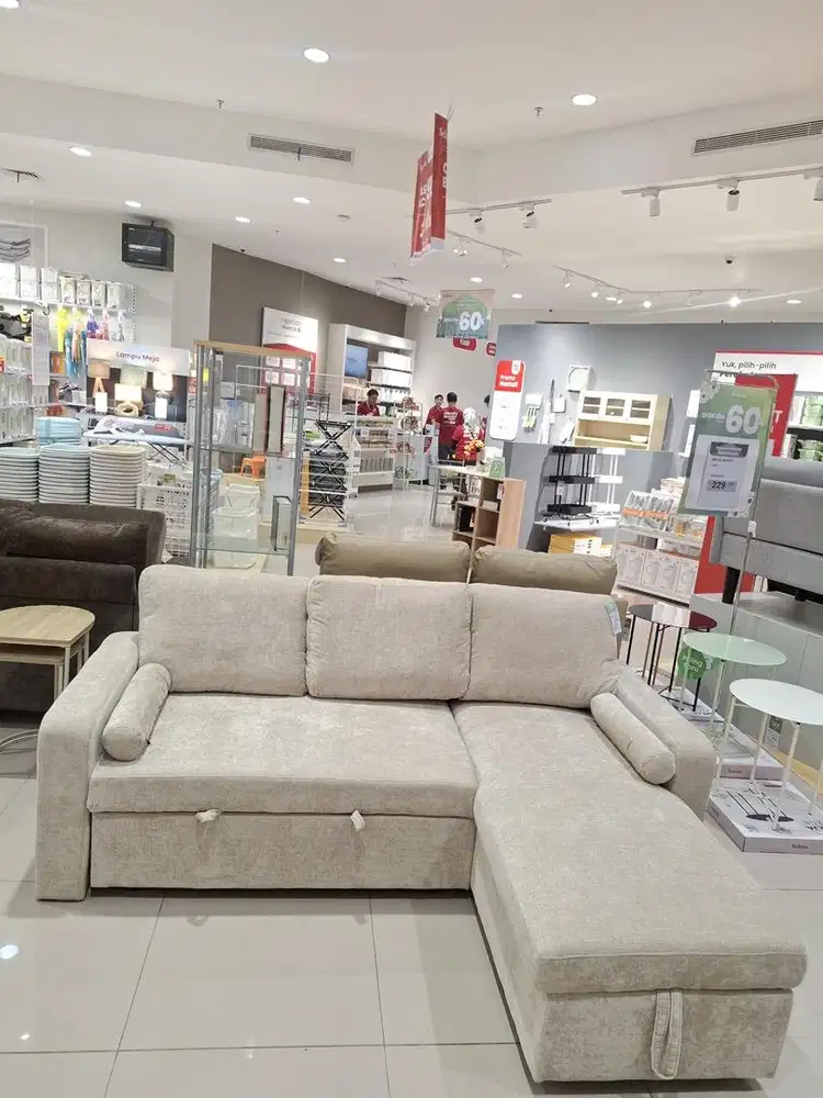 Jual sofa L sleeper multifungsi