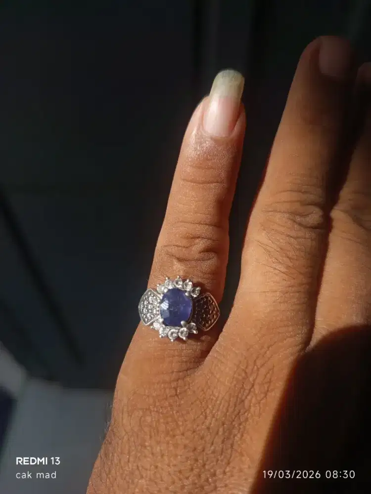 Blue safir ring perak lawas