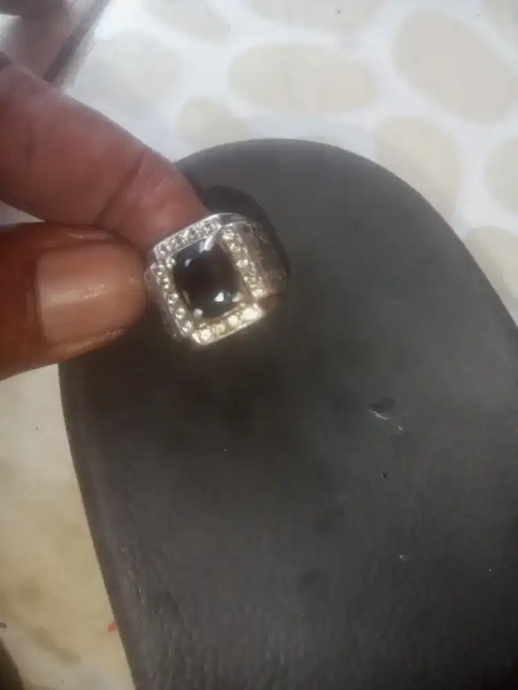Cincin perak  black safir