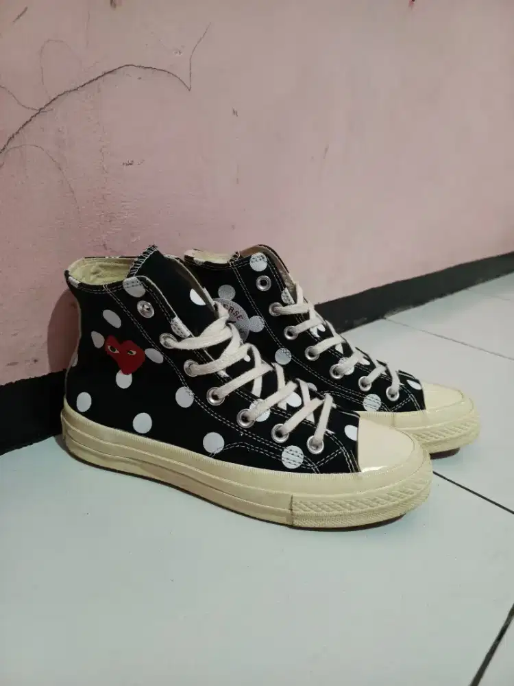 Converse 70's hi x cdg polkadot black white