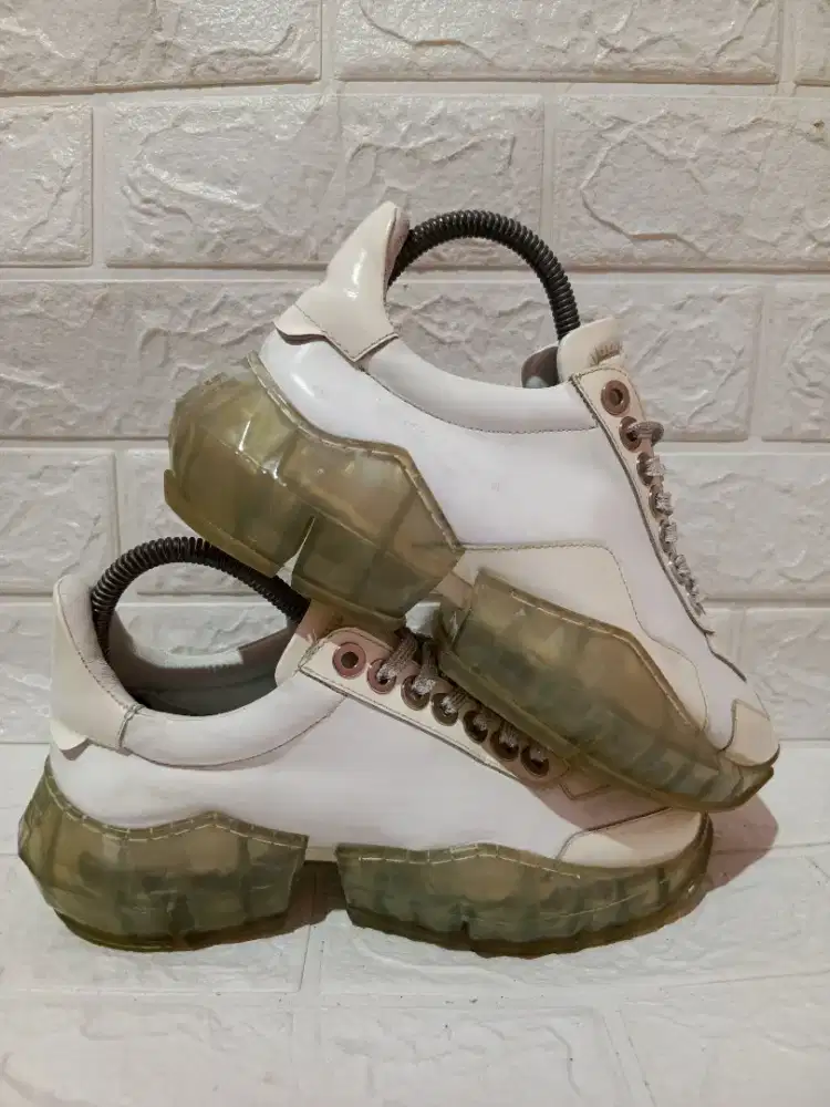 Jimmy Choo white leather diamond low top