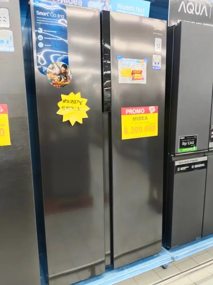 Midea sbs Ref 2 door bisa dicicil bunga mulai 0% dan free 2x cukup KTP