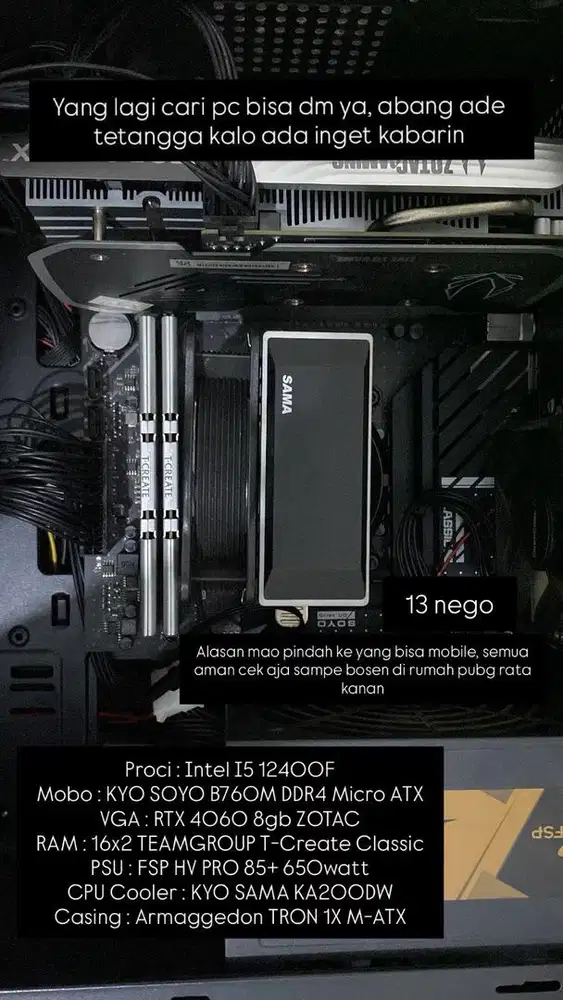 Di jual pc spek monster, looks ganteng