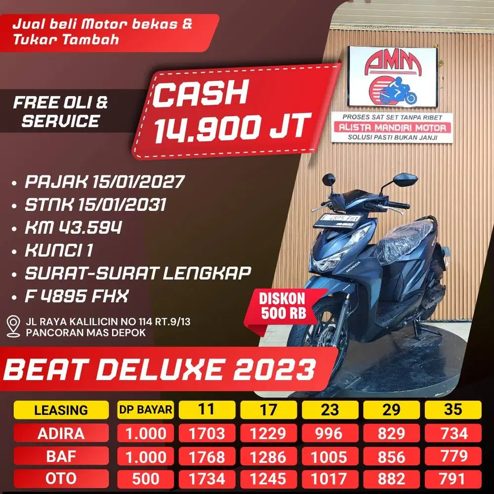 KREDIT DP 500 BEAT DELUXE 2023 BISA CASH/KREDIT/TT/PAKAI CC/PAYLATER