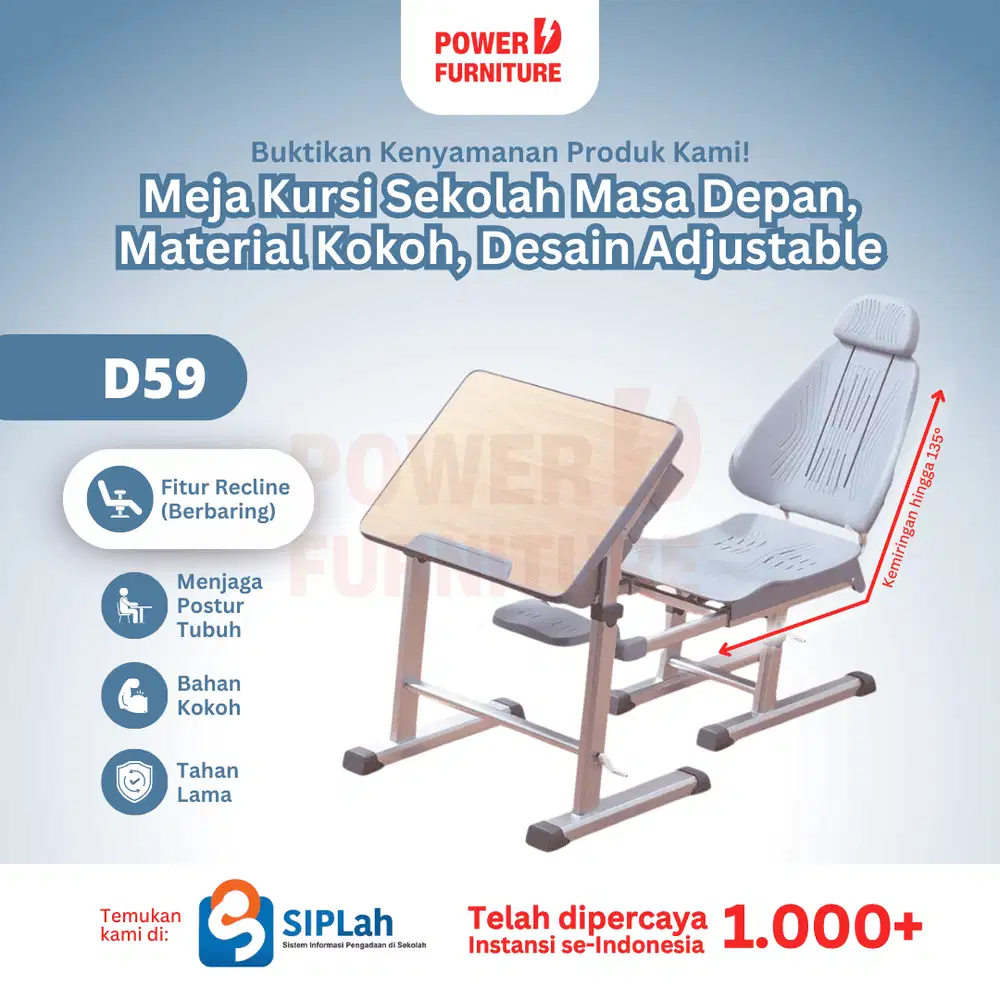 Set Meja & Kursi Sekolah Reclined - Bangku Sekolah Reclined