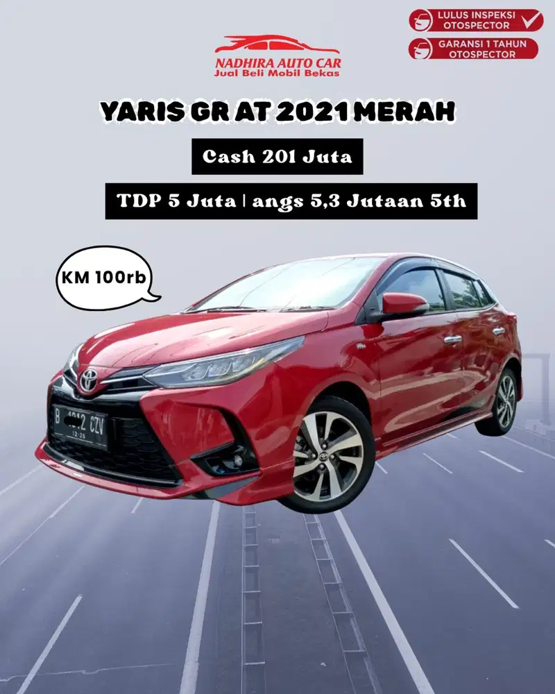 DP 5 Juta Yaris GR AT 2021 Merah