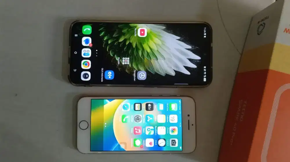 iPhone 8 dan Tecno spark 40 pro plus