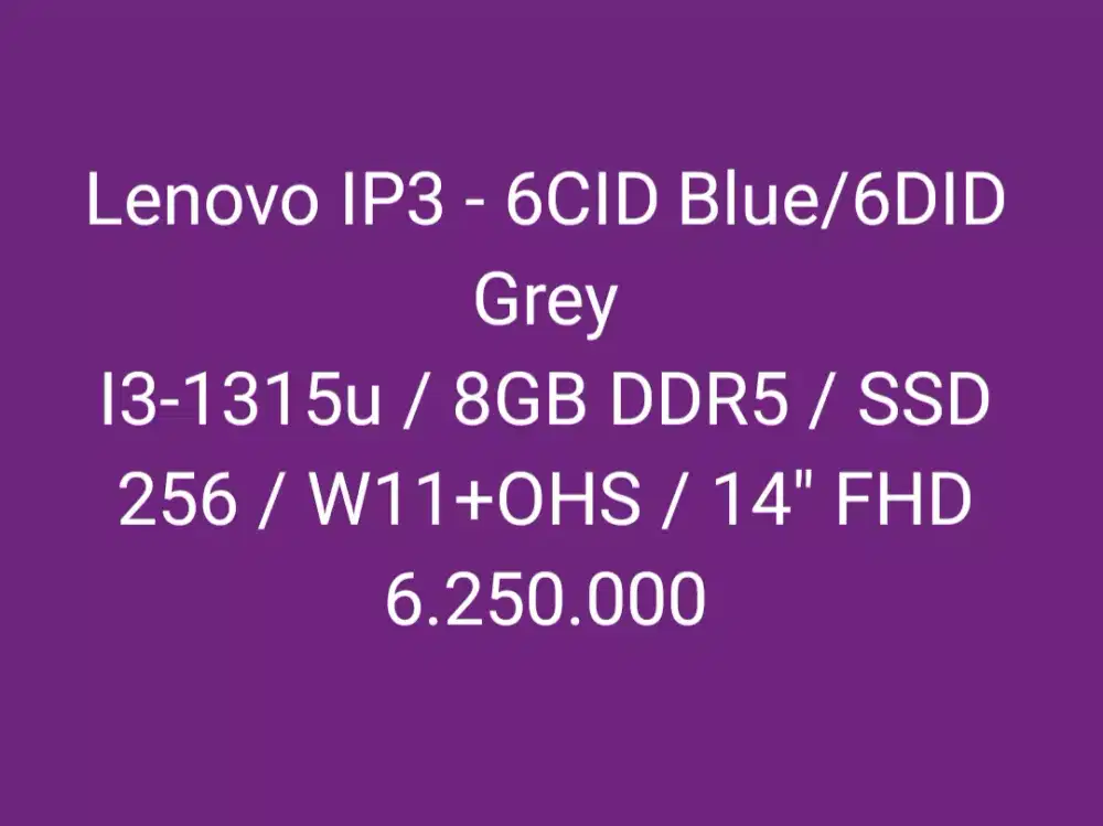 Lenovo IP3 - 6CID	Blue/6DID Grey