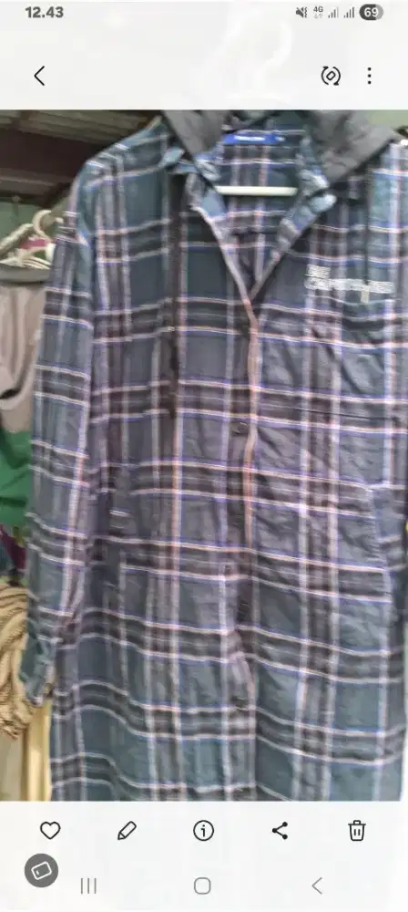 Kemeja kotak  Hoodie Saku kanan kri