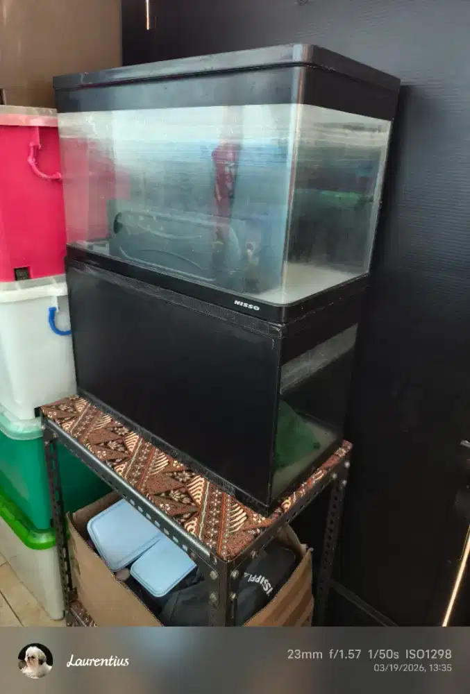 Dijual aquarium nisso bending 2 bj dan rak besi siku