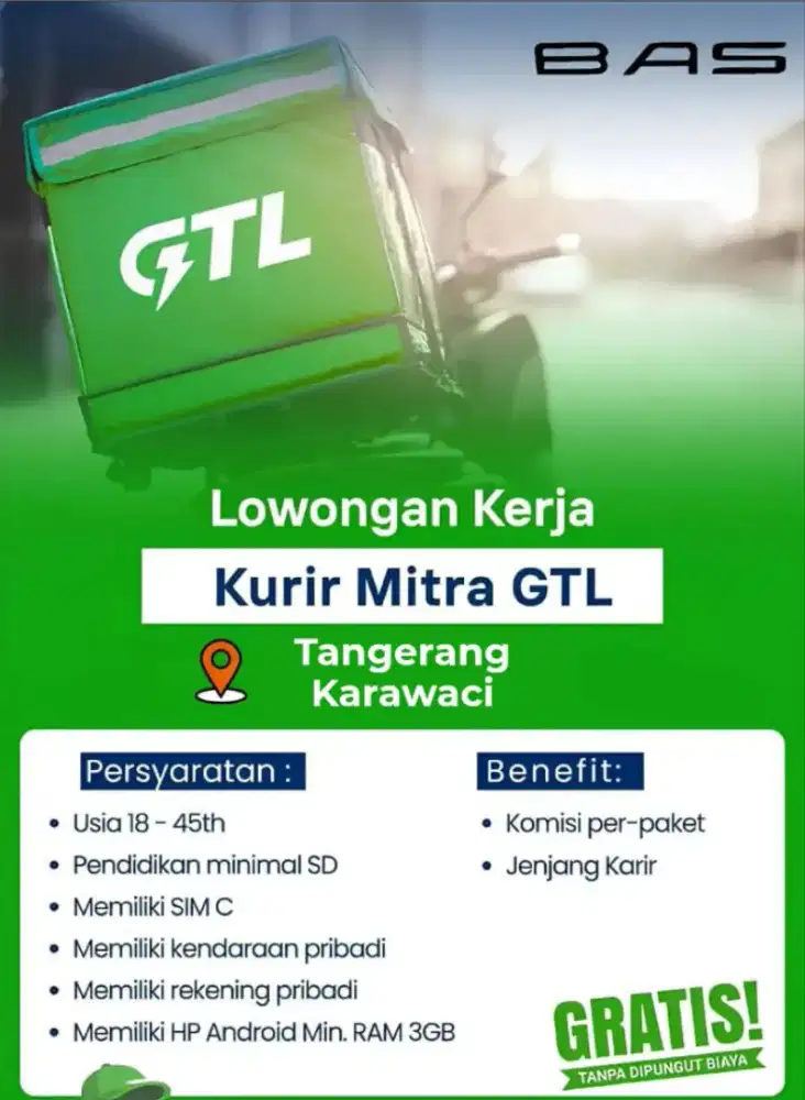 Lowongan Mitra Kurir GTL( Goto Logistics)