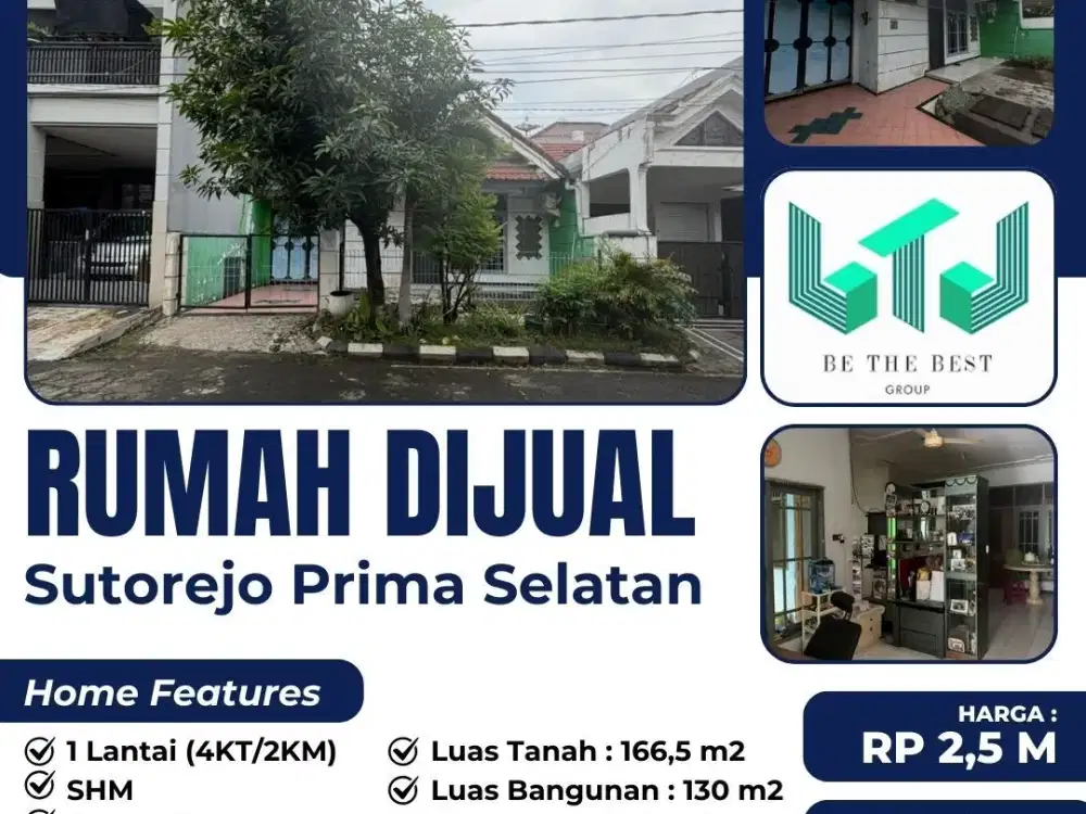 DIJUAL RUMAH SUTOREJO PRIMA SELATAN MULYOREJO SURABAYA TIMUR – LUAS TANAH 166 M2