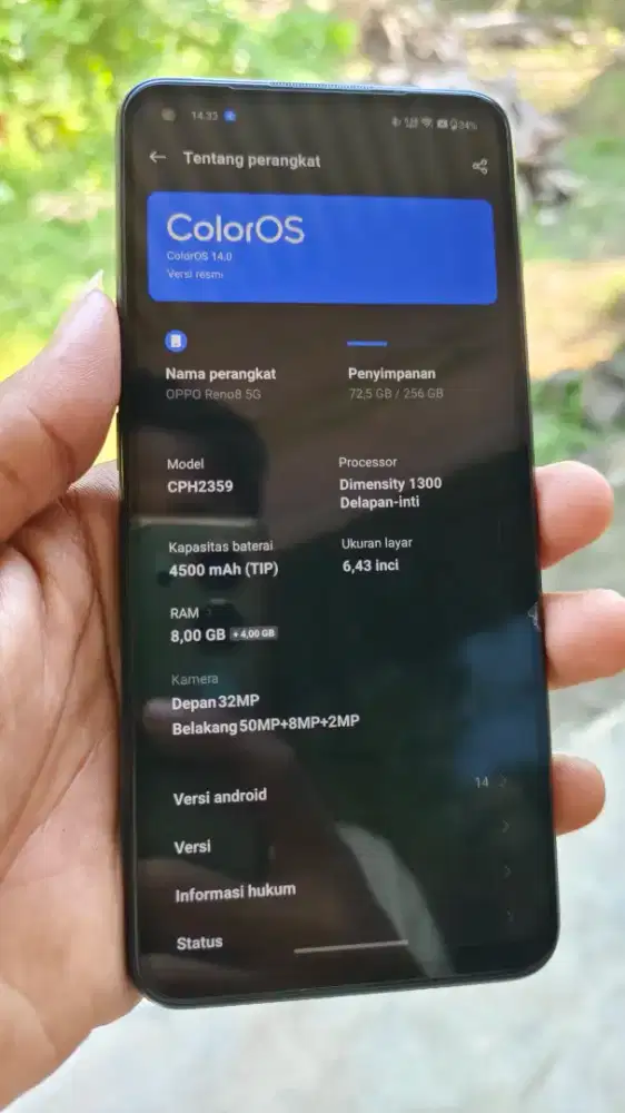 Oppo Reno8 5G lengkap original