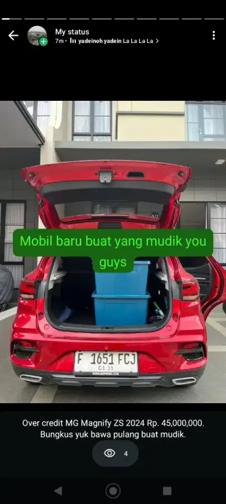 Over Credit MG Magnify ZS 2024 Rp. 45,000,000 (masih bisa nego)