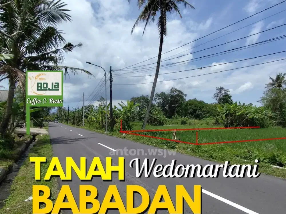 Tanah Asri Jogja Babadan Wedomartani Lt 380 m2 lb 13 m SHM Tepi jalan raya