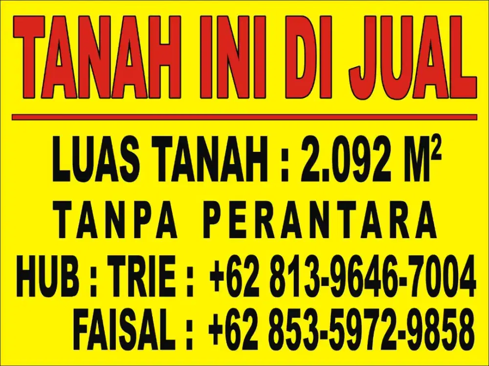 Dijual tanah luas 2.092 M²