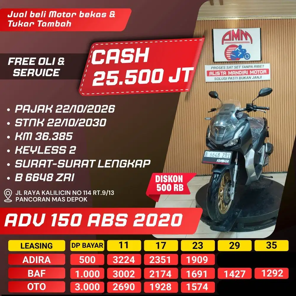 ADV 150 ABS 2020 DP 500 PAJAK HIDUP REMOT 2 KREDIVO SPAYLATER ALISTA