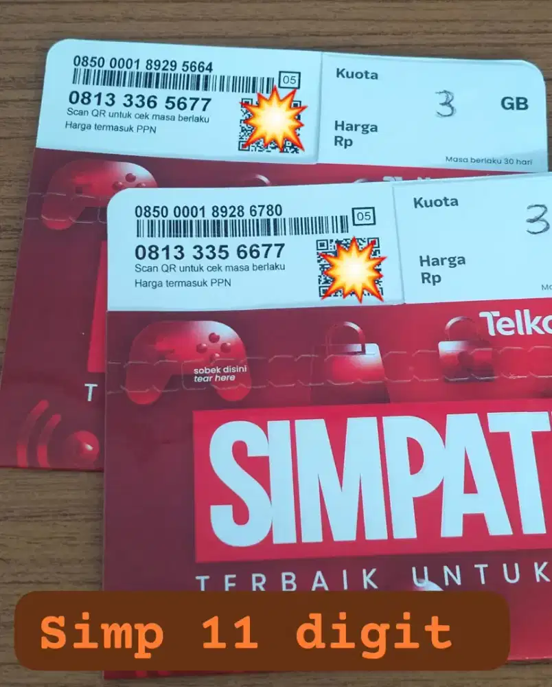 11 DIGIT KARTU SIMPATI BARU KUOTA NASIONAL 3 GB BERLAKU 1 BULAN.