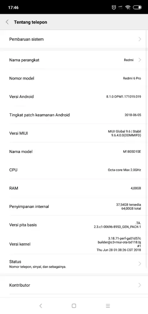 XIAOMI REDMI 6 PRO RAM : 4/64GB