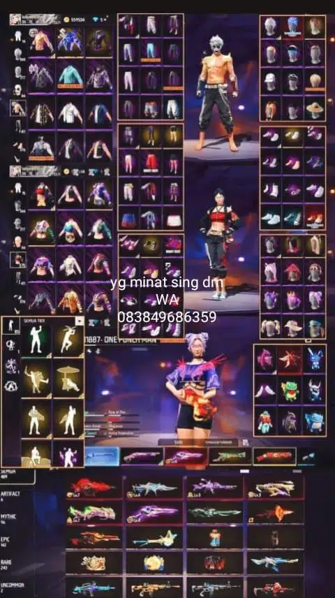 Jual akun ff minat sung chet