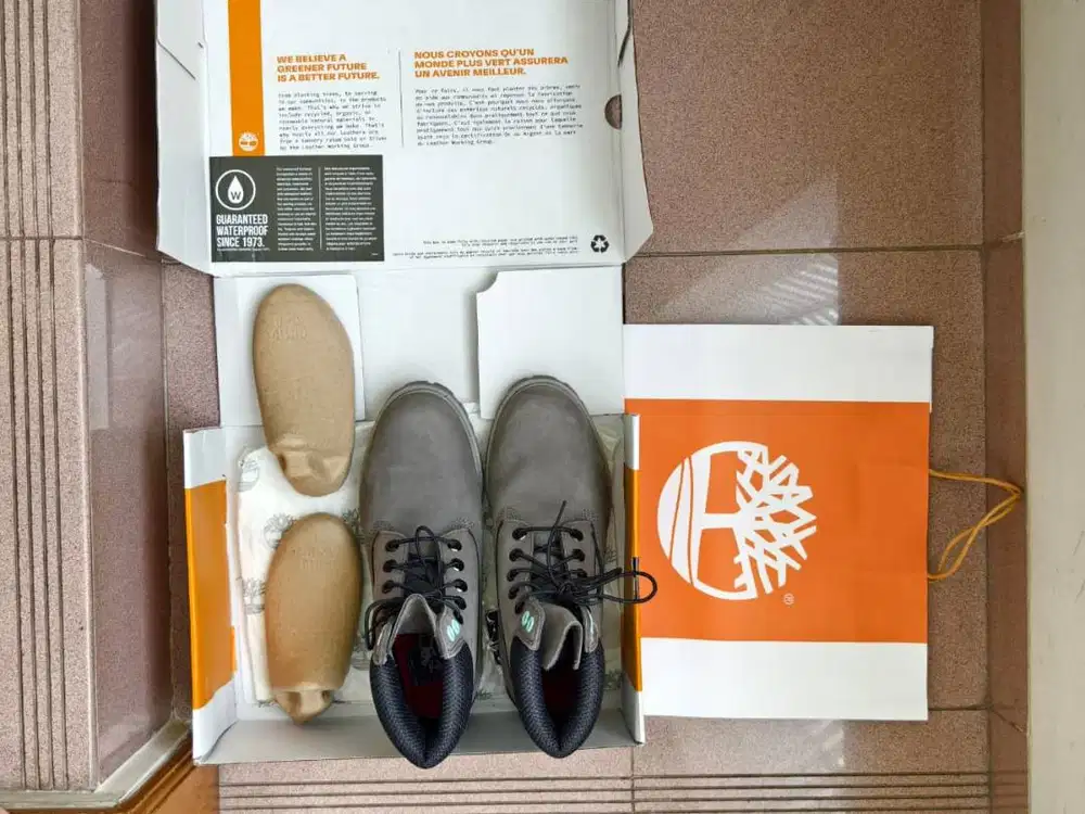 TIMBERLAND PREMIUM 6 IN LACE WATER WATERPROOF BOOT MEDIUM GREY NUBUCK