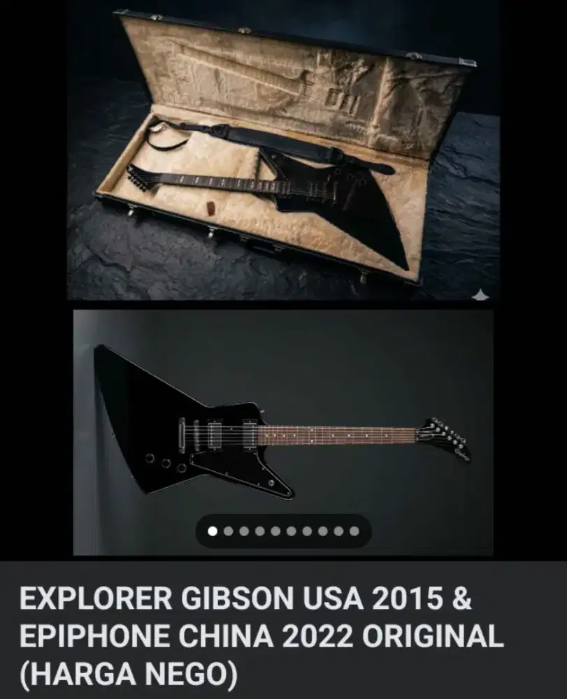 GIBSON EXPLORER BLACKOUT USA 2015 & EPIPHONE EBONY CHINA 2022 ORIGINAL