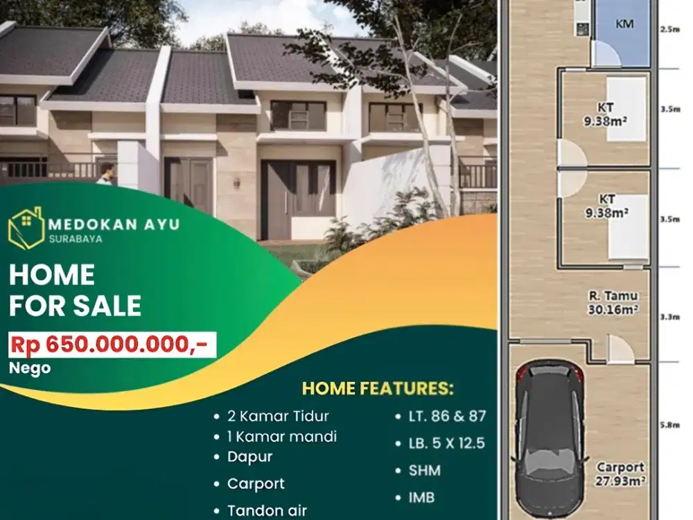 Av10. Dijual Rumah Baru Medokan Ayu Putra Bangsa Rungkut Surabaya Timur