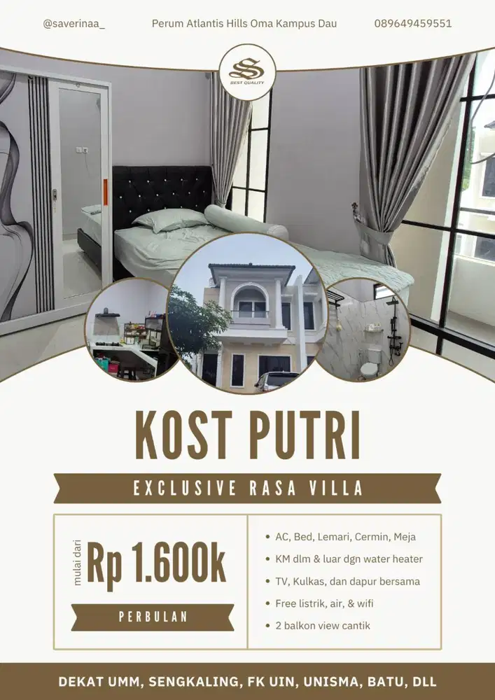 Kos Exclusive Khusus Puteri Atlantis Hills Dau Malang