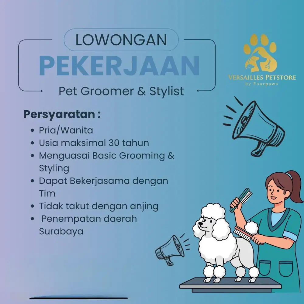 Lowongan kerja Pet Groomer