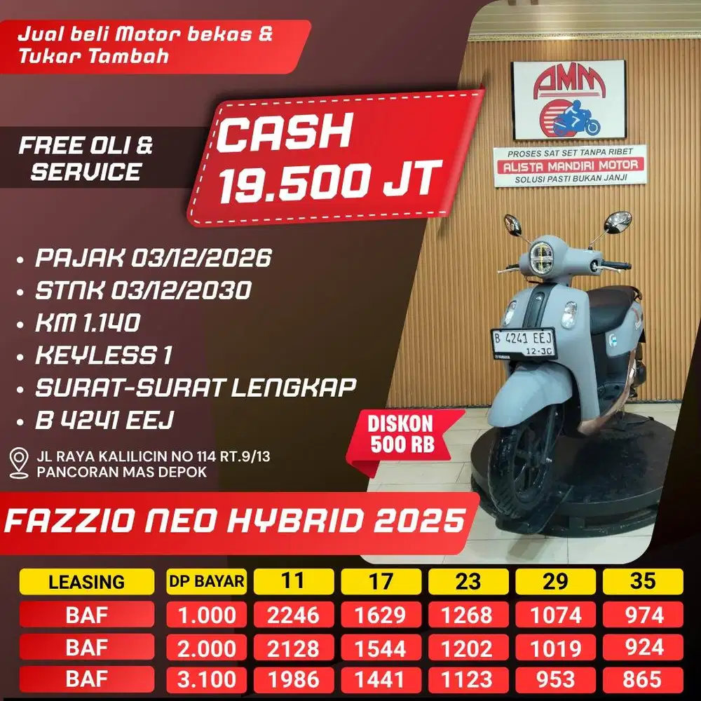 FAZZIO NEO HYBRID 2025 DP 1 JUTA PAJAK HIDUP KM LOW LIKE NEW ALISTA
