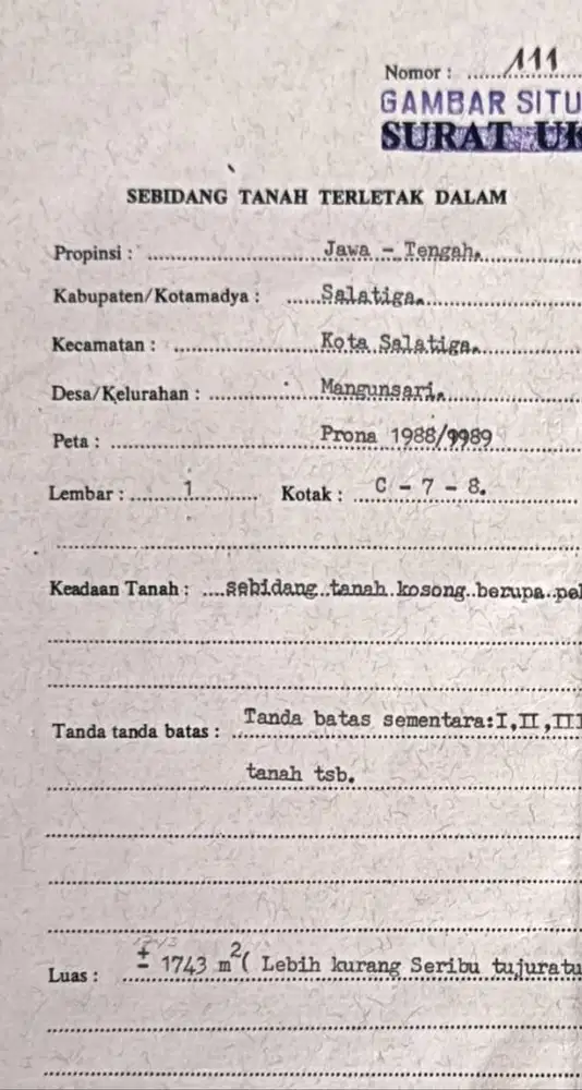 Dijual Sebidang Tanah Kosong di kota Sejuk