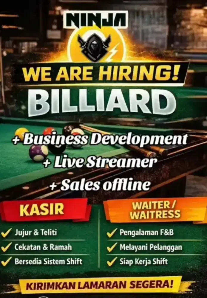 Lowongan kerja ninja billiard cibinong