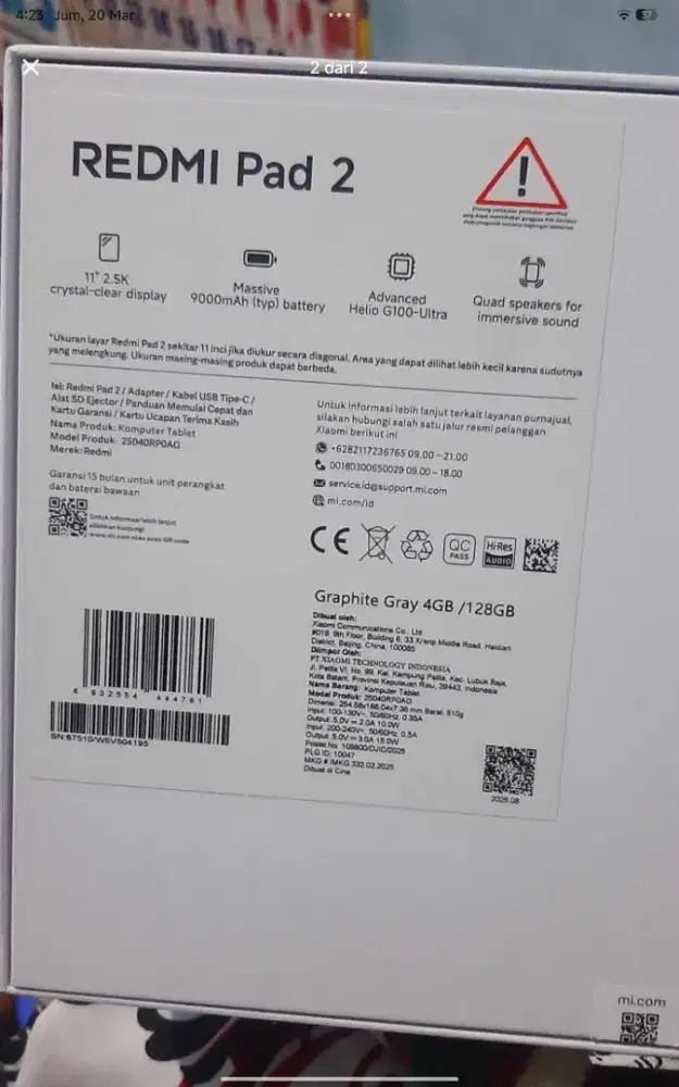 Redmi pad 2 ram 4/128gb