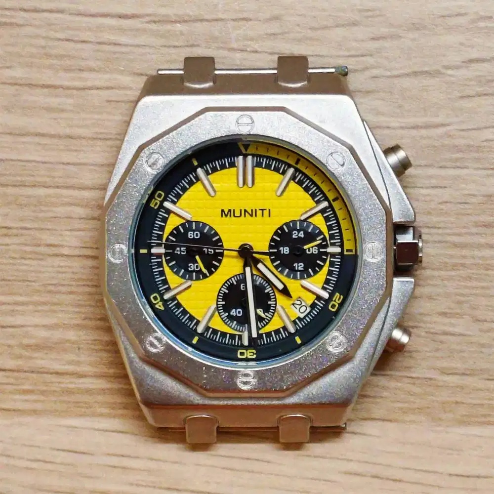 Jam Tangan Sport Chronograph Muniti Royal Oak Chronograph Yellow Dial
