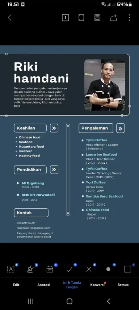 Cari pekerjaan chef/chef de partie