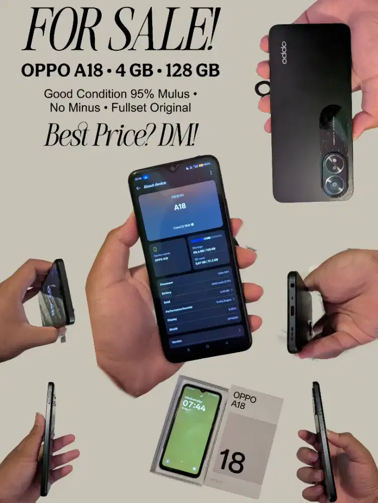 For sale - OPPO A18 4GB/128GB Normal Good condition. Hp murah normal