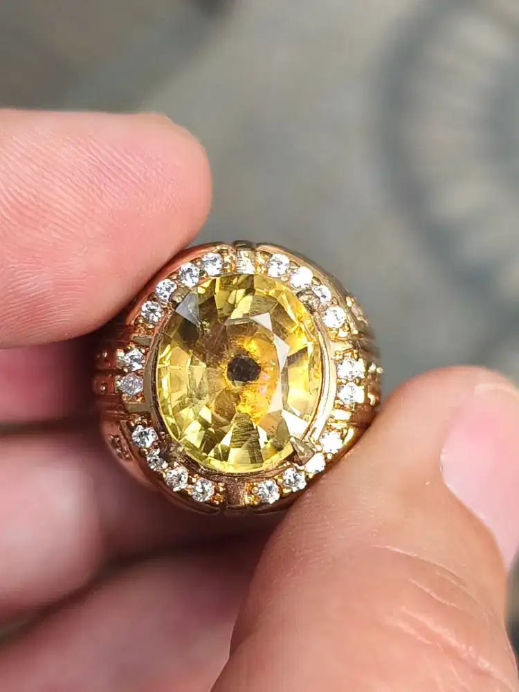 Batu Yellow citrine 8.83 carat ring alpaka GRI cocok di bawa ke kantor