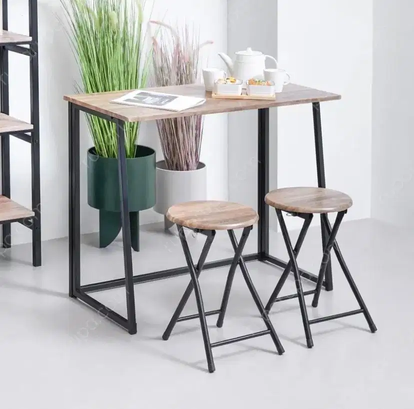 Informa Lexi Set Meja Makan Lipat 2 Bangku - Cokelat Walnut