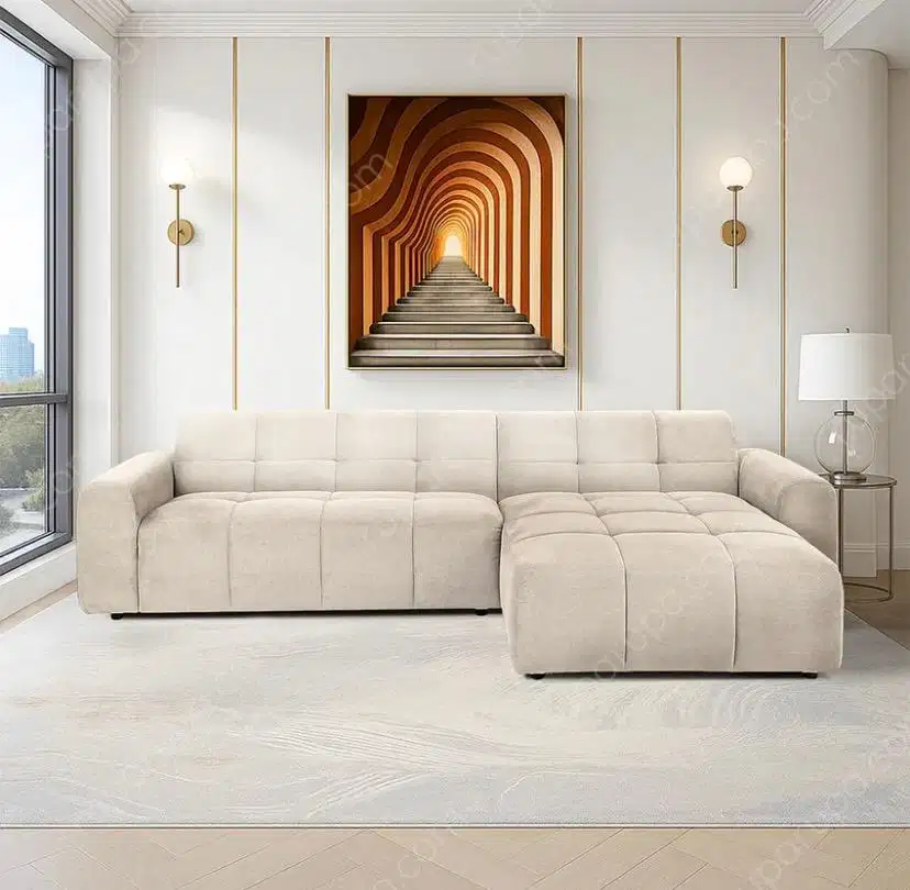 Nordia Columbia Sofa L Sectional Fabric Caso - Krem