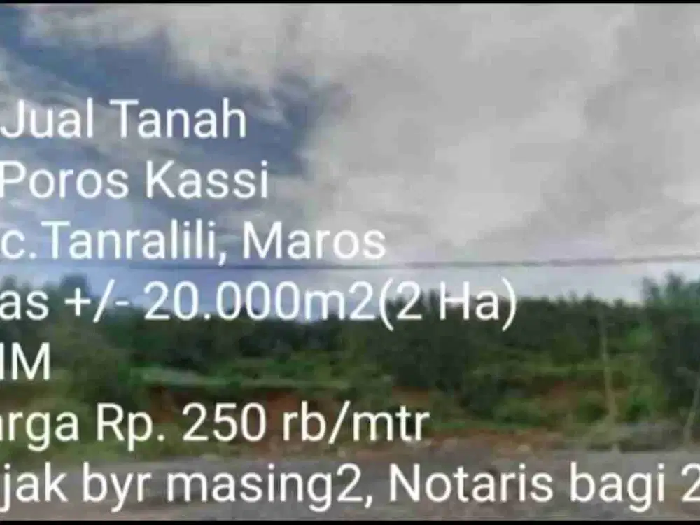 Dijual Kavling di Poros Kassi, Kec. Tanralili Maros