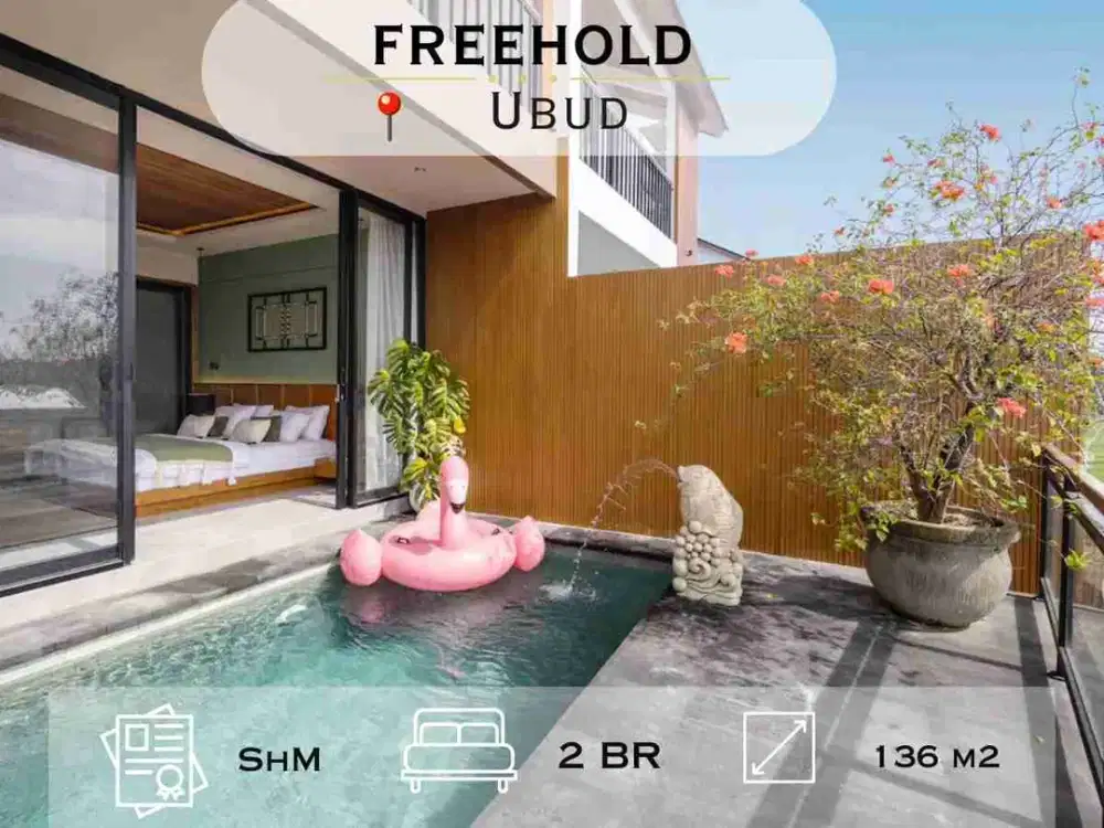 Modern Tropical 2 Bedrooms Villa With Rice field View At Ubud Bali