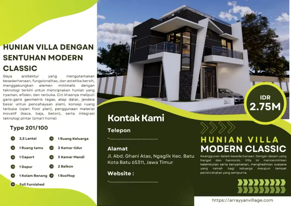 Di jual Villa Arrayyan Executive Village