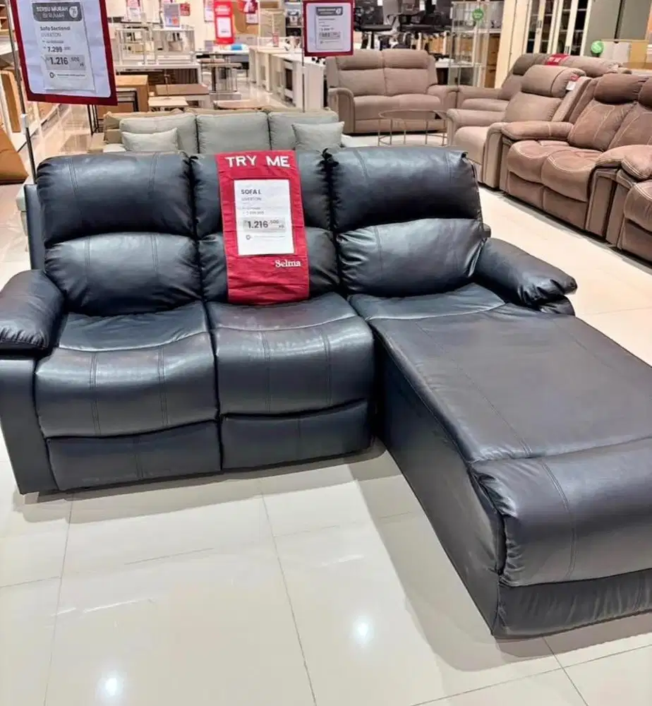 Sofa L kulit recliner gratis kirim