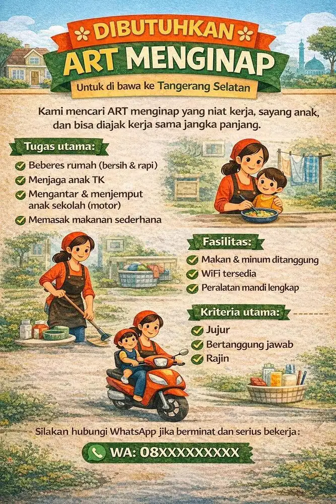Dibutuhkan art menginap